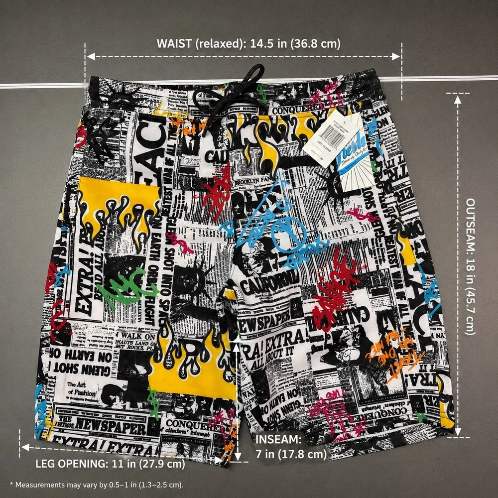 Men's Graphic Board Shorts Swim Trunks Size M| New With‎ Tags
